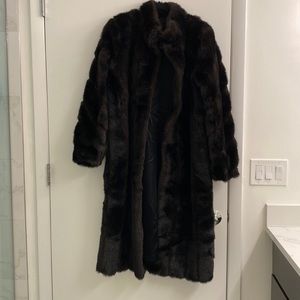 Fabulous Furs full length, espresso brown luxurious faux fur coat. 🤎 Like-new!